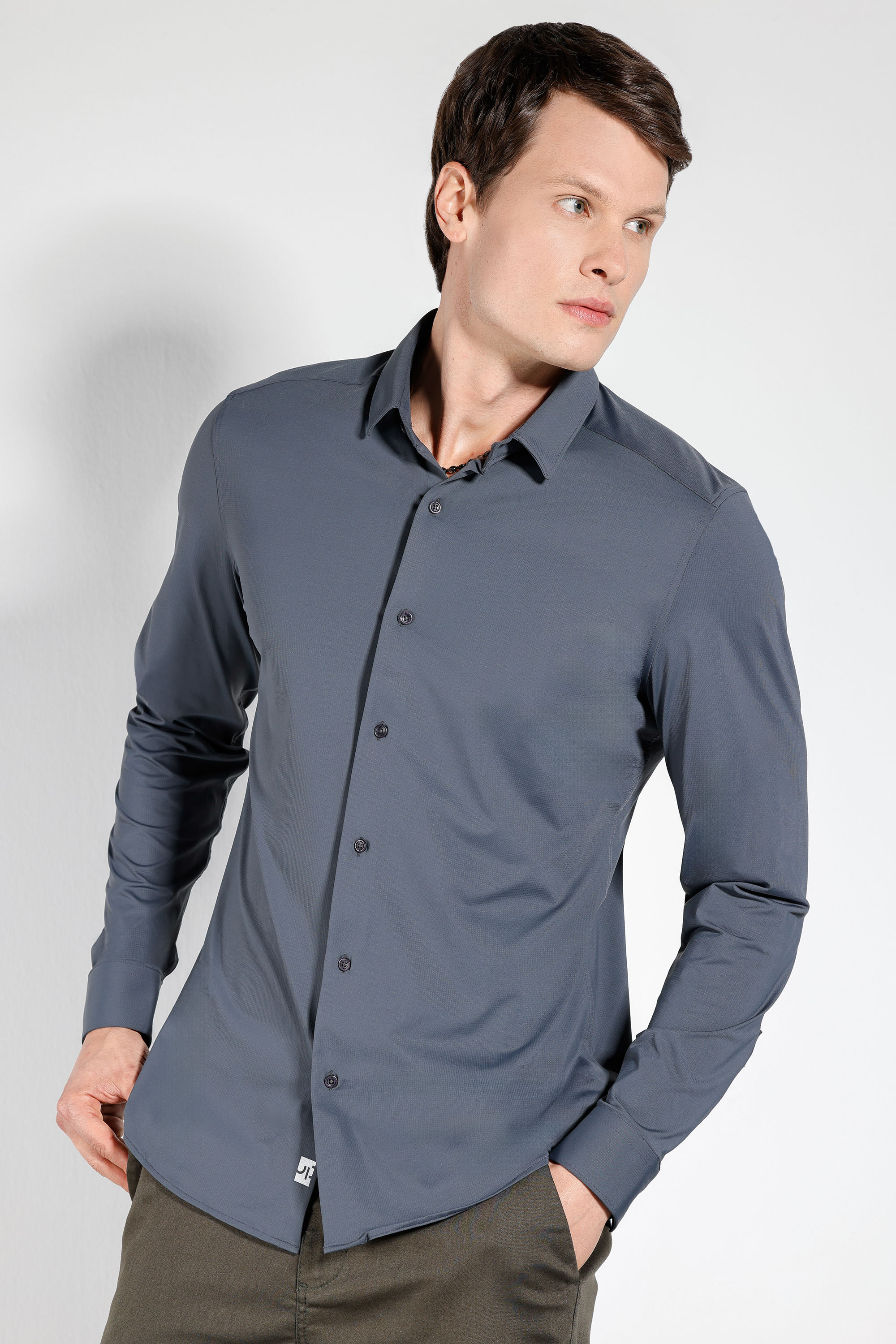 Camisa Manga Longa Maquinetado Floating Tex Chumbo